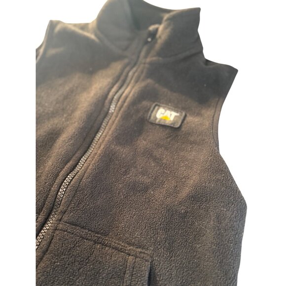 CAT boys Black Fleece Vest With Zipper Closure & Pockets S 7/8 - Picture 2 of 5